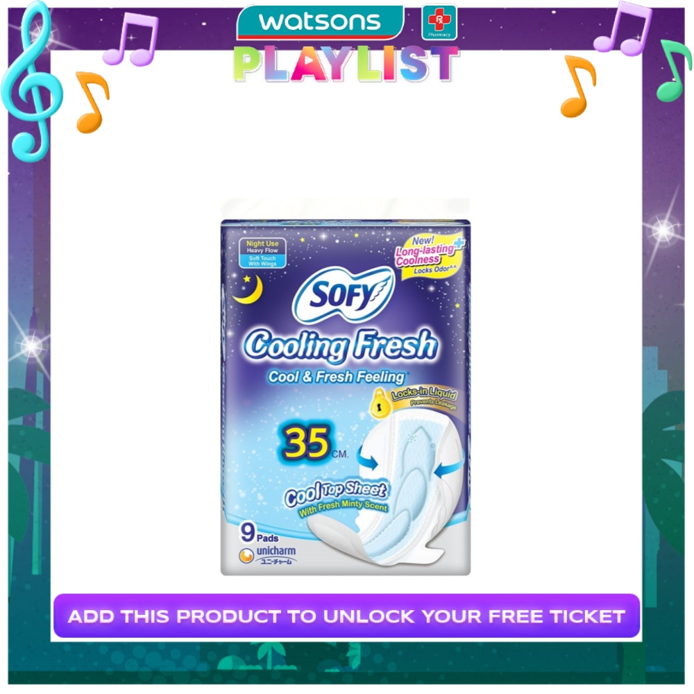 SOFY Cooling Fresh Night Slim Wing 35 cm - 9 pads
