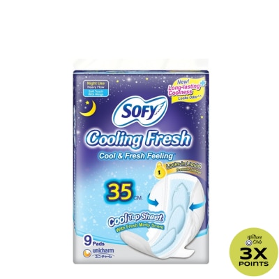 SOFY SOFY Cooling Fresh Night Slim Wing 35 cm - 9 pads