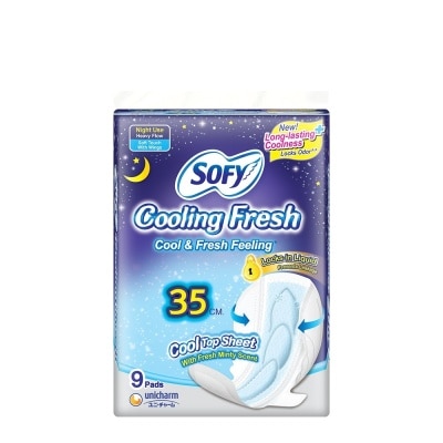 SOFY SOFY Cooling Fresh Night Slim Wing 35 cm - 9 pads