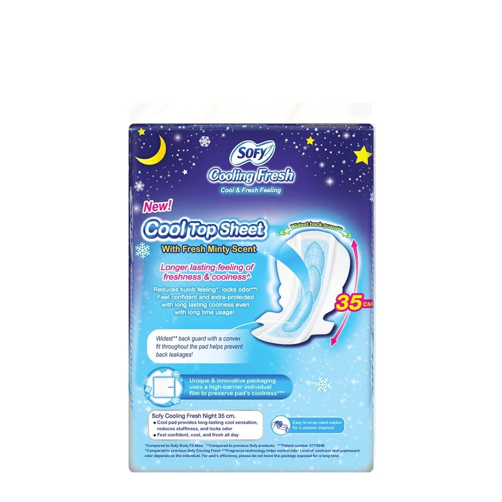 SOFY Cooling Fresh Night Slim Wing 35 cm - 9 pads