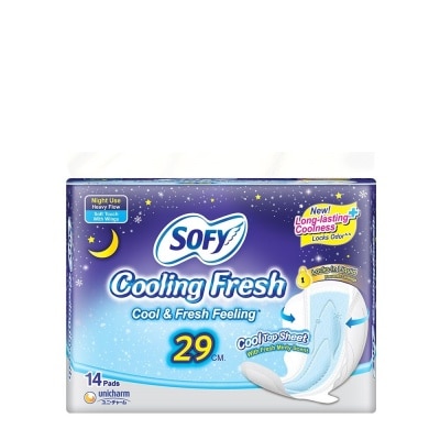 SOFY SOFY Cooling Fresh Night Slim Wing 29 cm - 14 pads