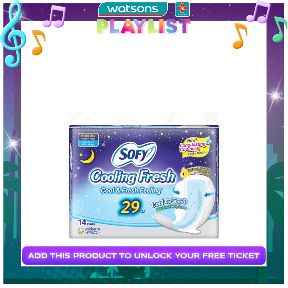 SOFY Cooling Fresh Night Slim Wing 29 cm - 14 pads