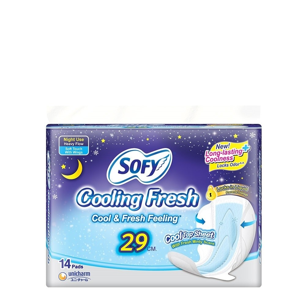 SOFY Cooling Fresh Night Slim Wing 29 cm - 14 pads