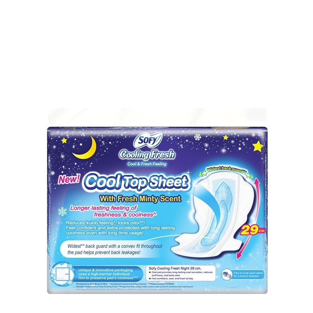 SOFY Cooling Fresh Night Slim Wing 29 cm - 14 pads