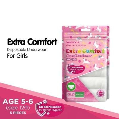 WATSONS Watsons Love My Comfort Extra comfort Dispossable underwear for girl Age 5-6 5pcs