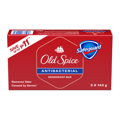 OLD SPICE OLD SPICE Antibacterial Deodorant Bar With Power Of Safeguard 143g 3s