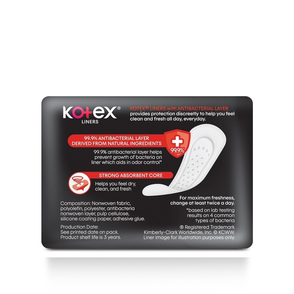 KOTEX Antibac Longer + Wider Antibac Liners 16s