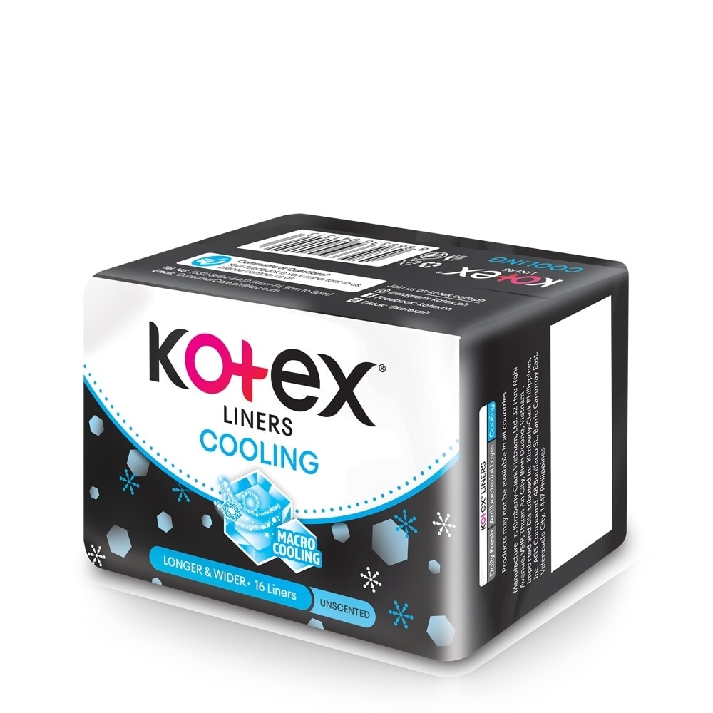 KOTEX Cooling Longer + Wider Liners 16s