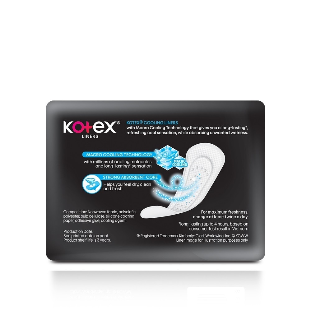 KOTEX Cooling Longer + Wider Liners 16s