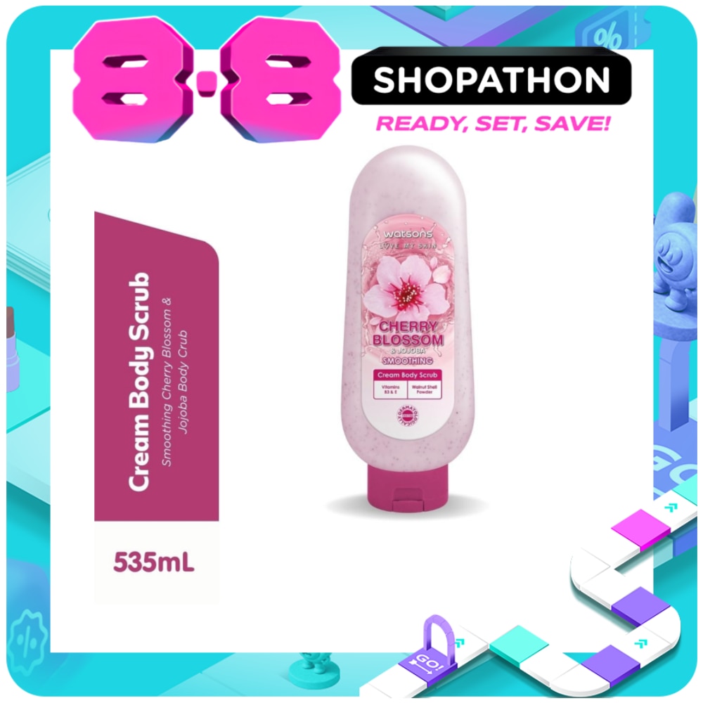 WATSONS LOVE MY SKIN Cherry Blossom & Jojoba Smoothing Cream Body Scrub 535ml image