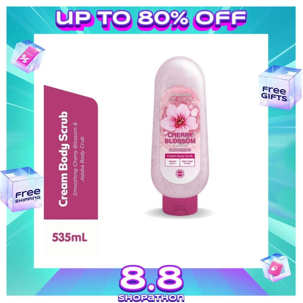WATSONS LOVE MY SKIN Cherry Blossom & Jojoba Smoothing Cream Body Scrub 535ml