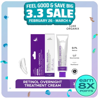 LUXE ORGANIX Retinol+ Bakuchiol Overnight Glow Gentle Treatment Cream 30g