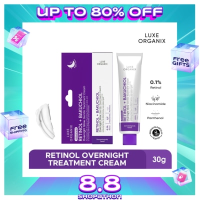 LUXE ORGANIX Retinol+ Bakuchiol Overnight Glow Gentle Treatment Cream 30g