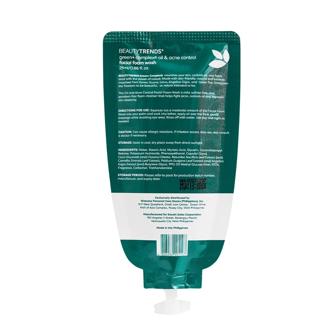 Green+ Complex Oil & Acne Control Facial Foam Wash 25ml