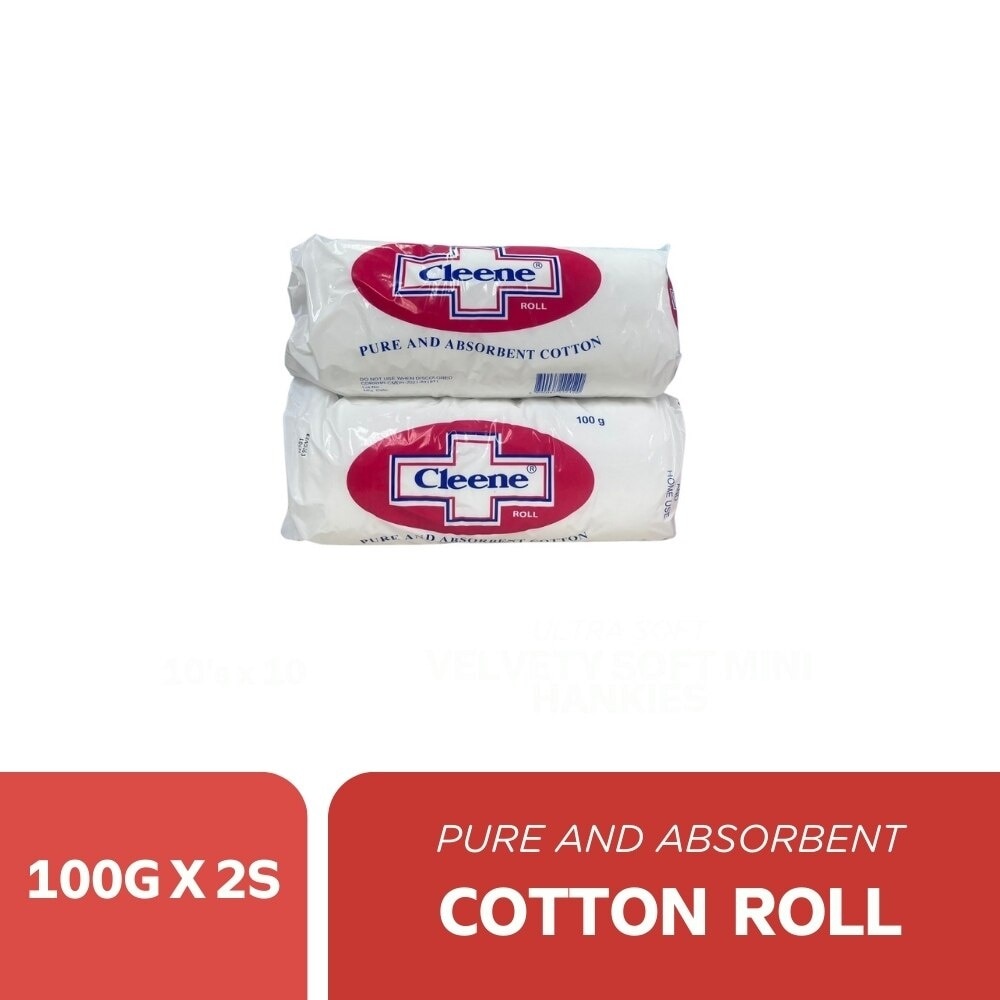 CLEENE Pure and Absorbent Cotton Roll 100g x2