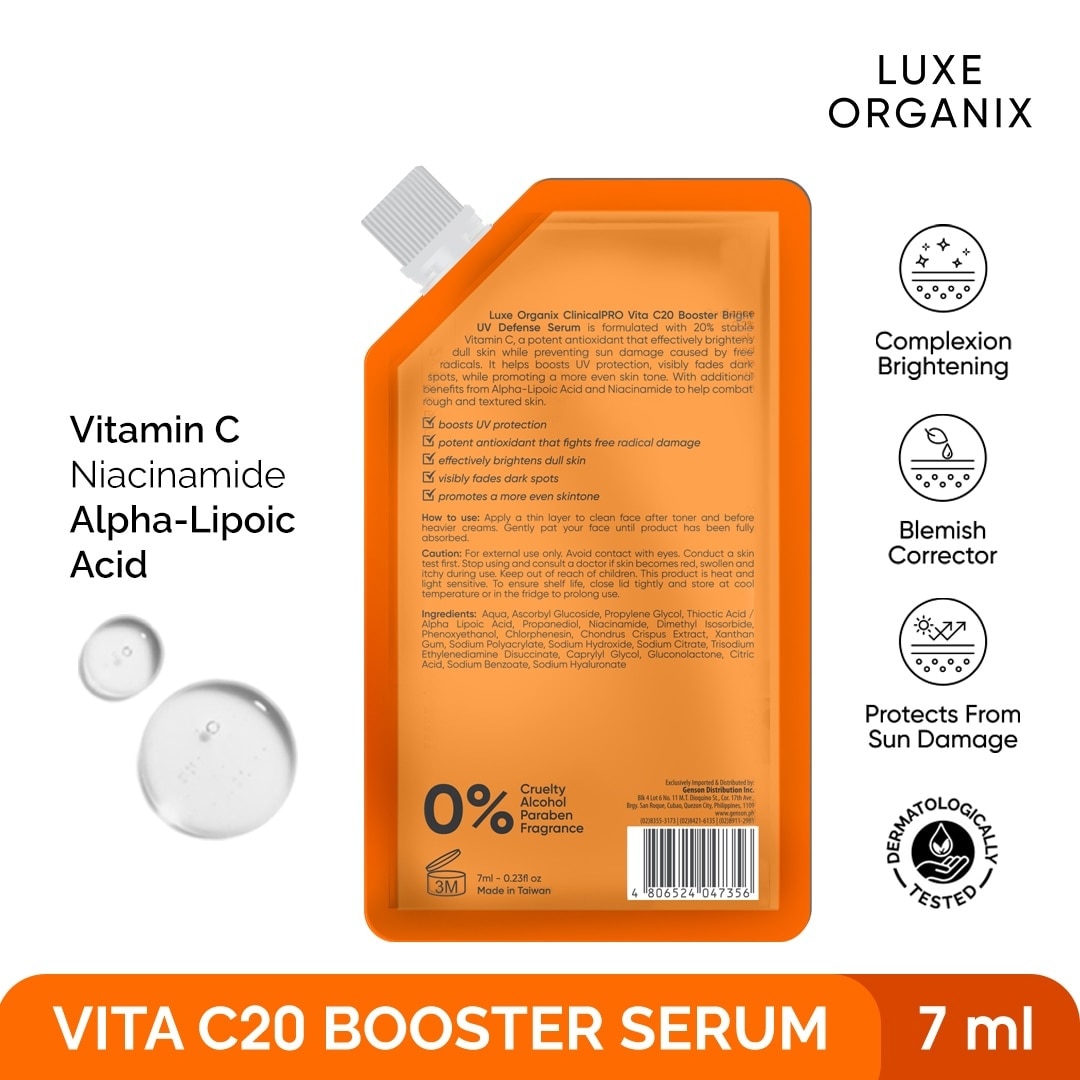 LUXE ORGANIX Clinical Pro Vita C20 Booster Bright UV Defense Serum 7ml