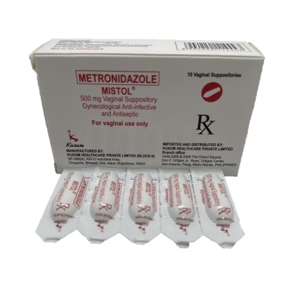 MISTOL Metronidazole 500 mg Vaginal Suppository Gynecological Anti-infective and Antiseptic (sold per piece) [PRESCRIPTION REQUIRED]