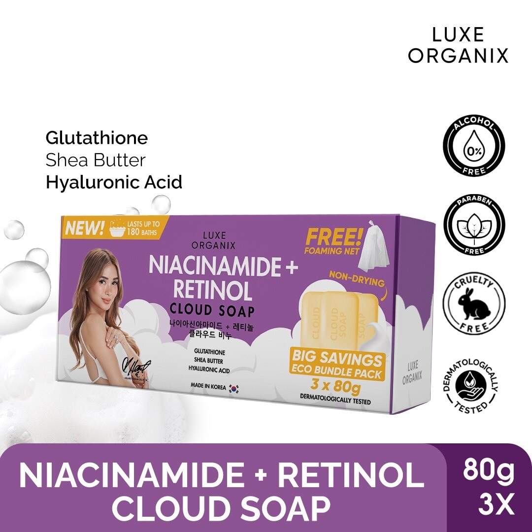 Niacinamide + Retinol Cloud Soap 3 x 80g (Eco Bundle Pack)