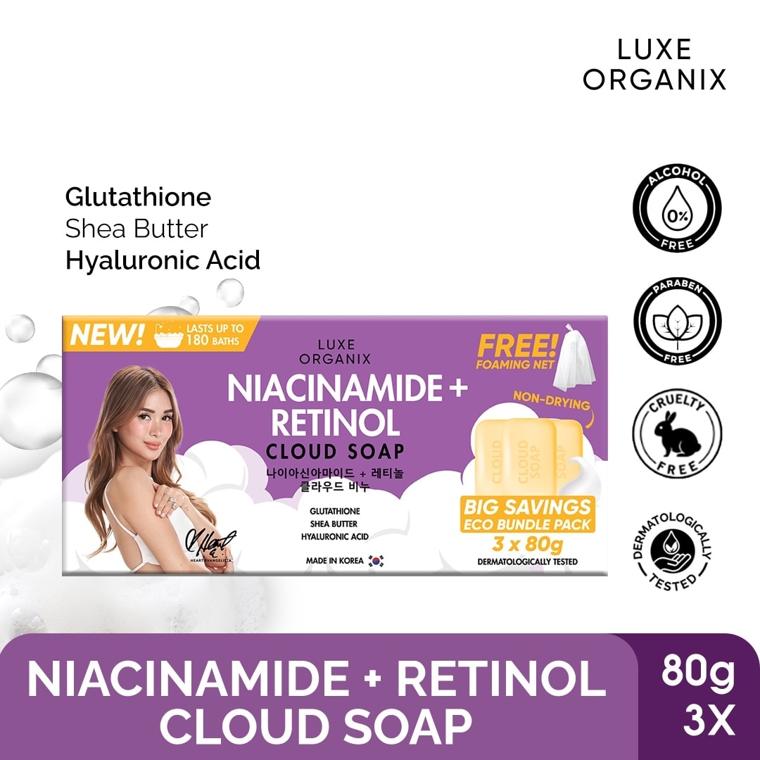 Niacinamide + Retinol Cloud Soap 3 x 80g (Eco Bundle Pack)