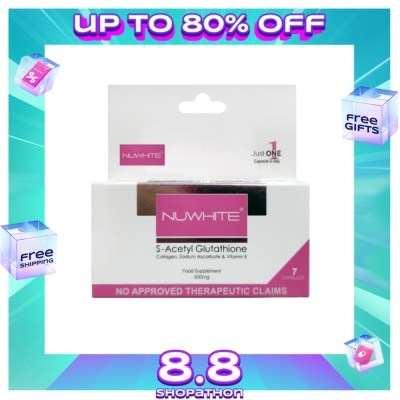 NUWHITE S-Acetyl Glutathione Food Supplement 7 Capsules 500mg
