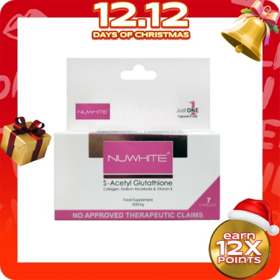 NUWHITE S-Acetyl Glutathione Food Supplement 7 Capsules 500mg