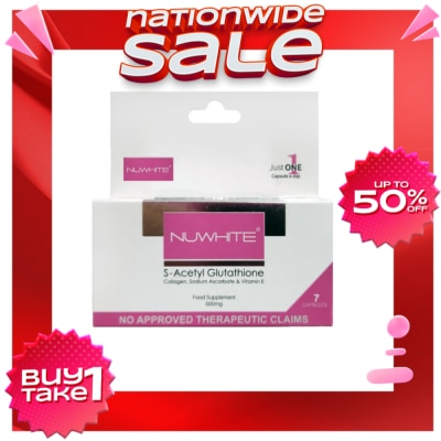 NUWHITE S-Acetyl Glutathione Food Supplement 7 Capsules 500mg