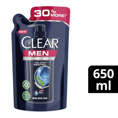 CLEAR CLEAR Men Anti Dandruff Shampoo Cool Sport Menthol Refill Pack 650ml