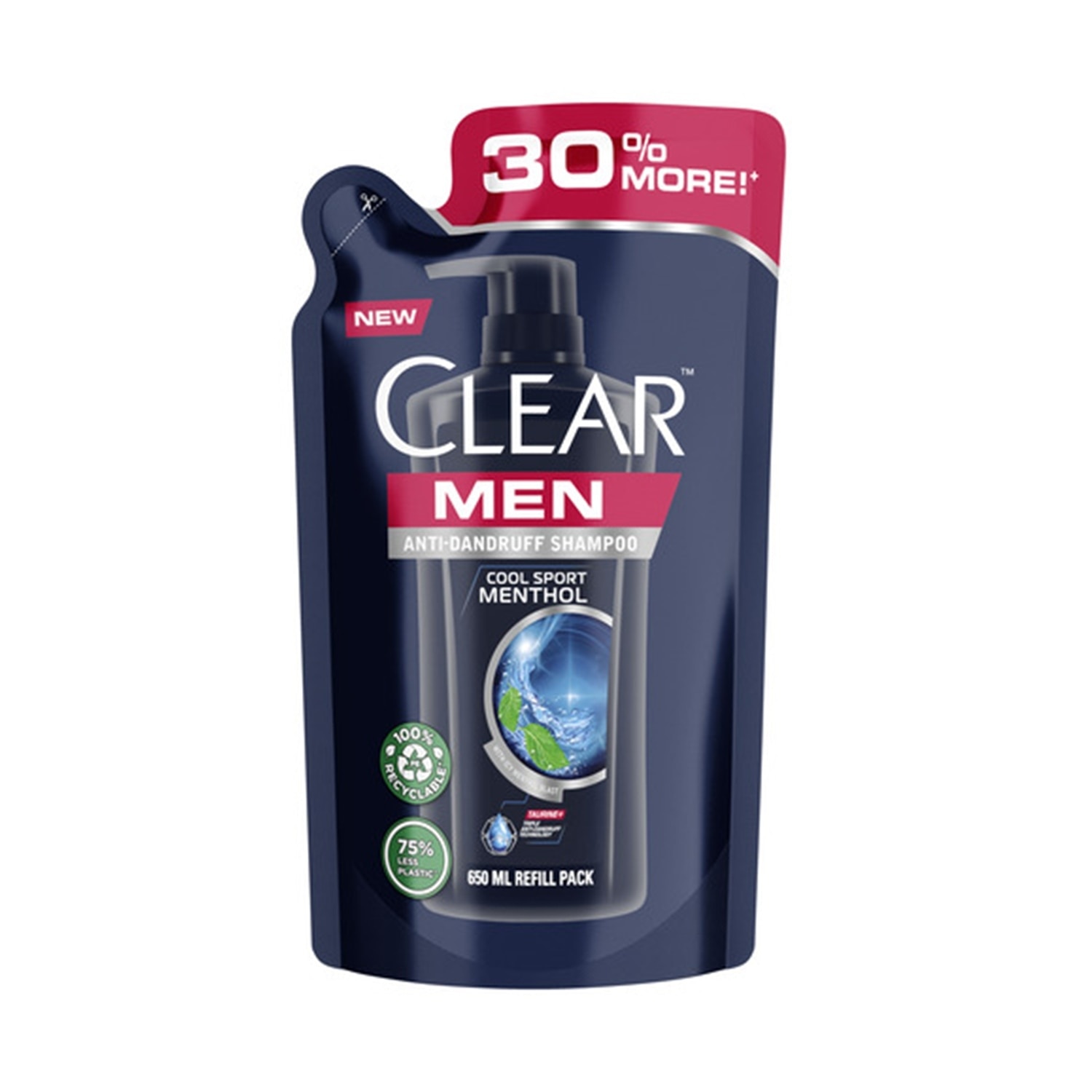 CLEAR Men Anti Dandruff Shampoo Cool Sport Menthol Refill Pack 650ml