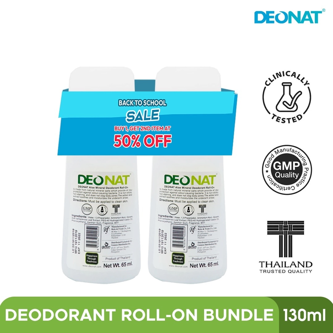 DEONAT Aloe Mineral Deodorant Roll On 65ml x 2pcs
