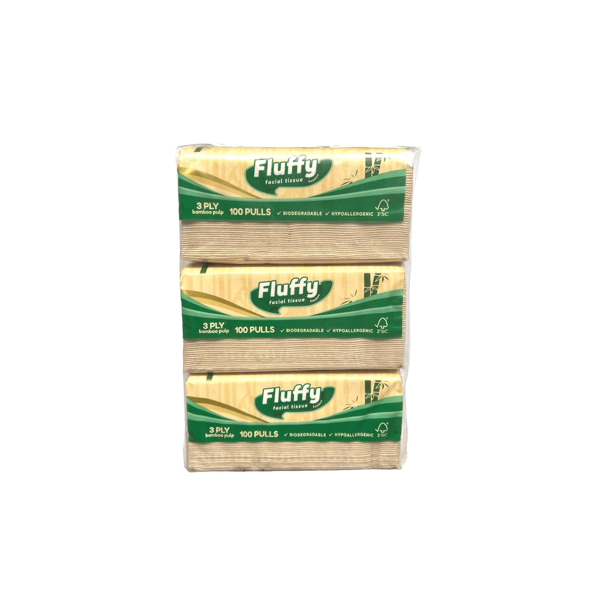 FLUFFY Bamboo Facial Tissue 100s x3
