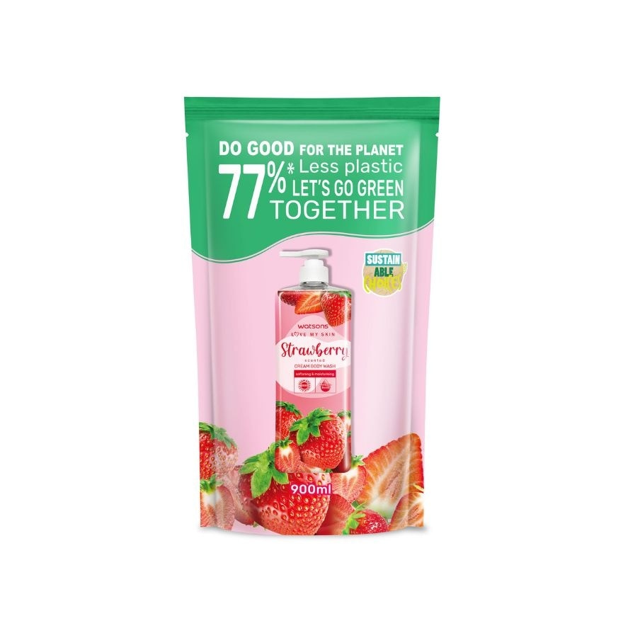 WATSONS Cream Body Wash Strawberry Refill 900Ml