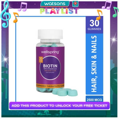 WELLSPRING WELLSPRING Biotin With Vitamin A & E Gummies 30s
