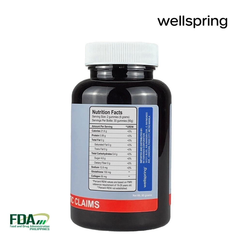 WELLSPRING Glutathione With Collagen Peach Flavor Gummies 30s