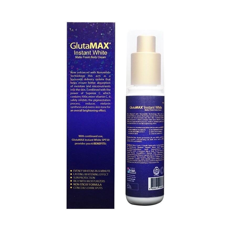 GLUTAMAX Miss Universe Gold Instant White Matte Finish Body Cream SPF50