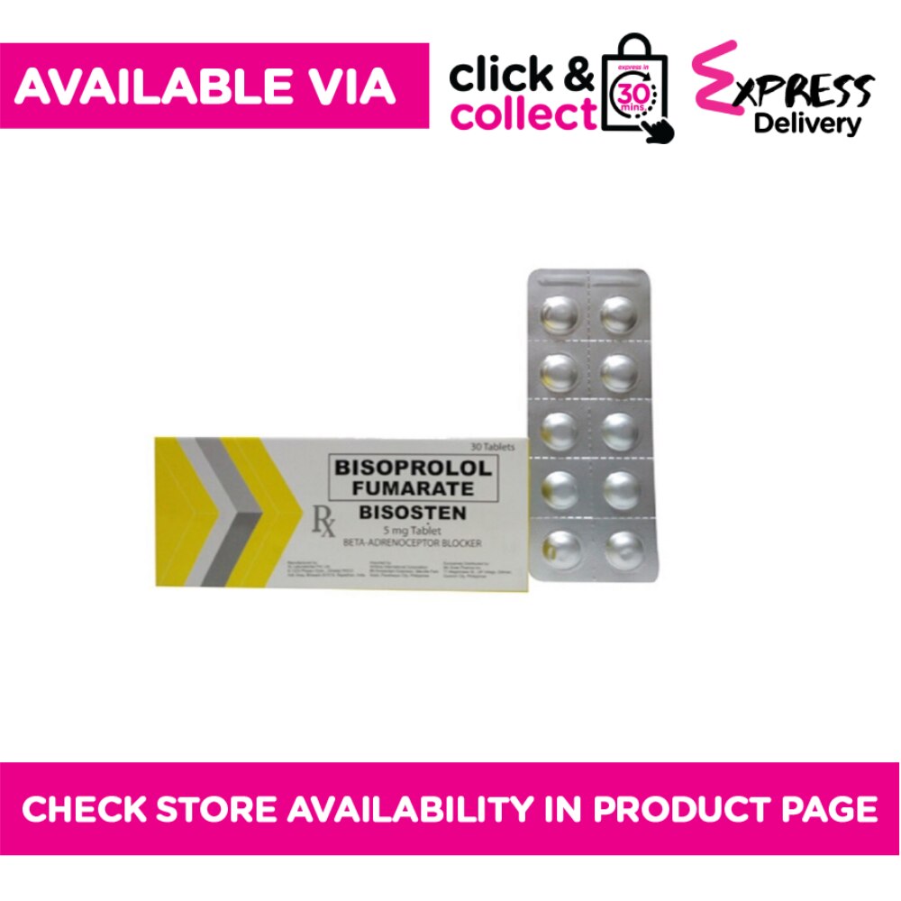 BISOSTEN Bisoprolol Fumarate 5mg per Film-Coated Tablet Sold Per Piece [PRESCRIPTION REQUIRED]