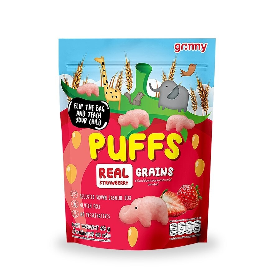 GRINNY PUFFS REAL GRAINS STRAWBERRY 60G image