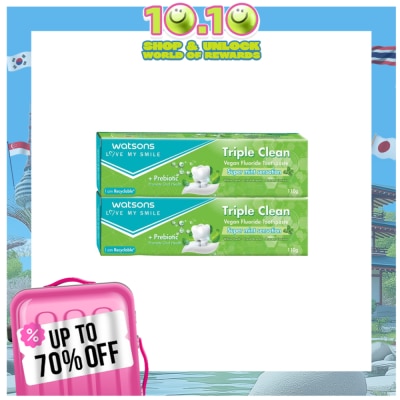 WATSONS WATSONS Triple Clean Vegan Fluoride Toothpaste 100g 2s