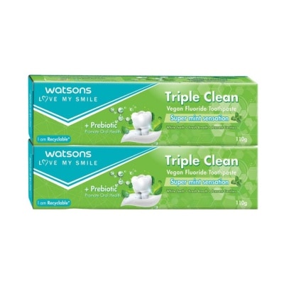 WATSONS WATSONS Triple Clean Vegan Fluoride Toothpaste 100g 2s