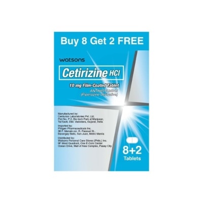 WATSONS GENERICS WATSONS Cetirizine 10mg 8+2 Capsules