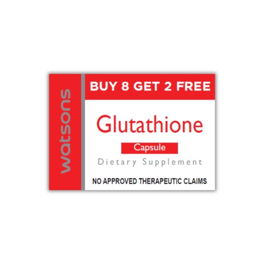 WATSONS Glutathione is a powerful antioxidant in capsule form  Benefits: -Protects against a wide range of health problems -Reverses the aging process, prevents cancer, and preserves memory