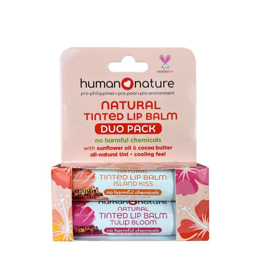 HUMAN NATURE Tinted Lip Balm Duo Blister Pack 4g