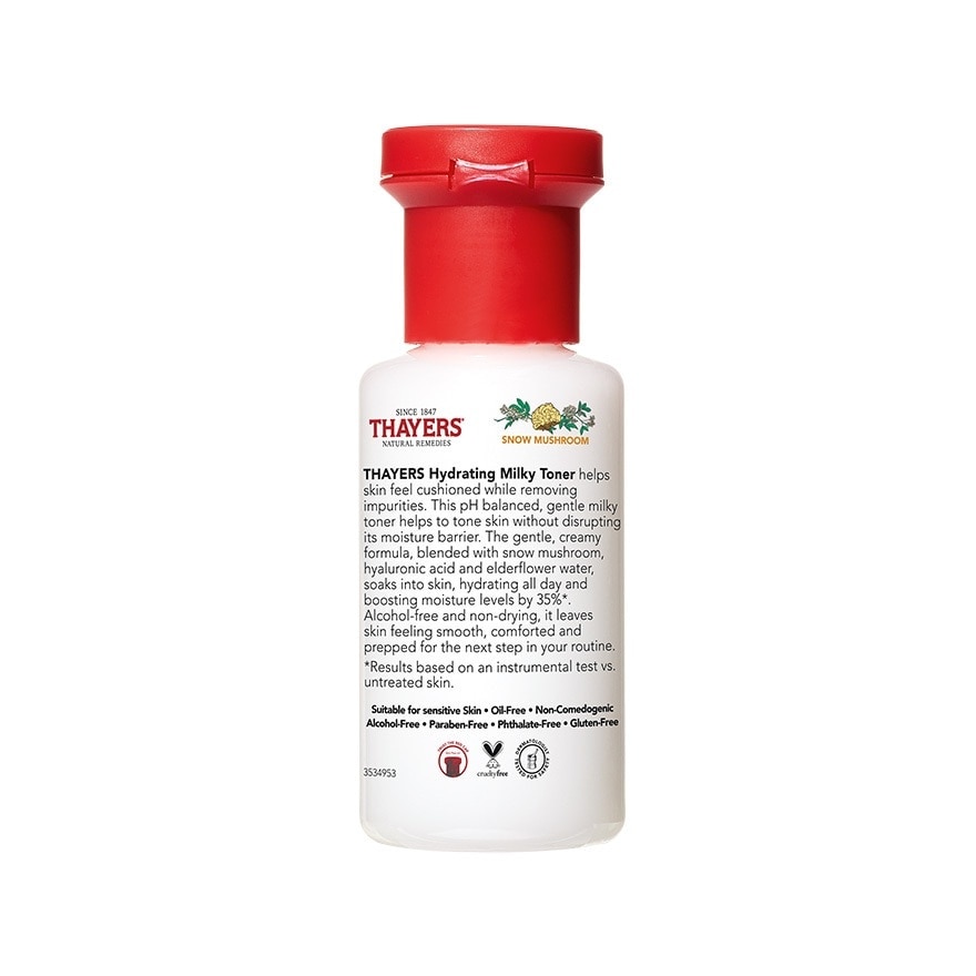 THAYERS Milky Hydrating Alcohol-Free Facial Toner With Snow Mushroom And Hyaluronic Acid 89ml