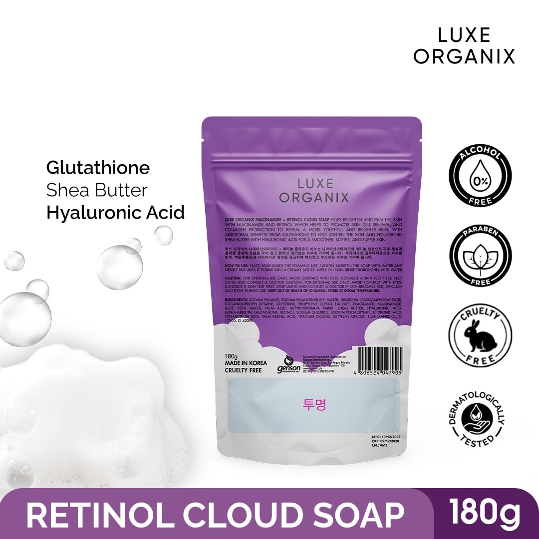 LUXE ORGANIX NIACINAMIDE + RETINOL CLOUD SOAP 180G