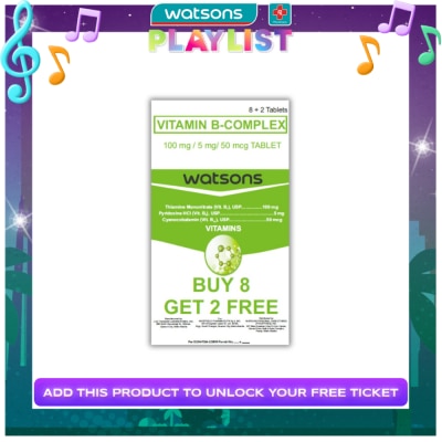 WATSONS GENERICS WATSONS GENERICS Vitamin B-Complex 100mg/ 5mg/ 50mcg Tablet 8 + 2 Pack