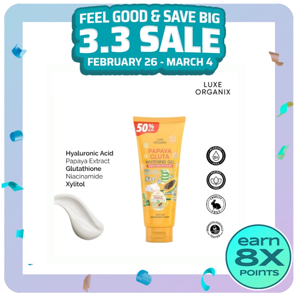 LUXE ORGANIX Papaya Gluta Whitening Gel Triple Serum Boost 300ml