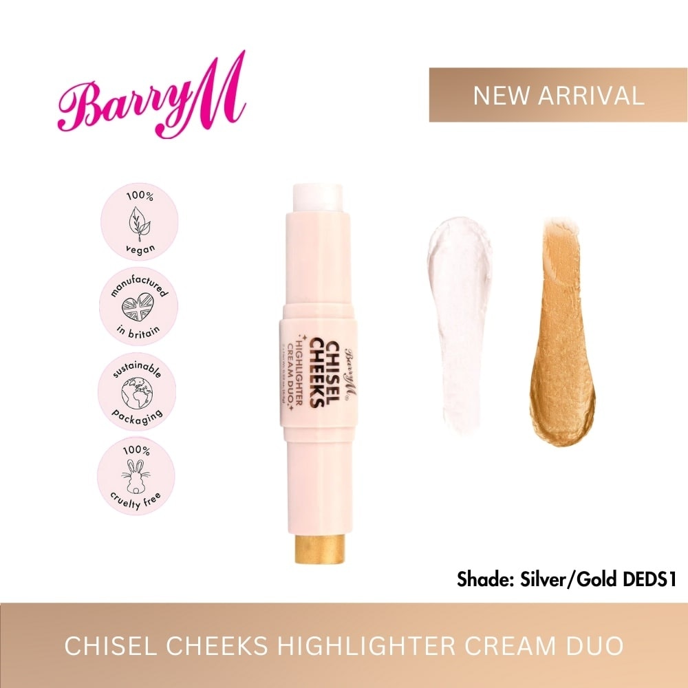 BARRY M Chisel Cheeks Highlighter Cream Duo Silver Gold