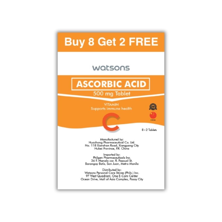 WATSONS Ascorbic Acid 500mg 8+2 Capsules