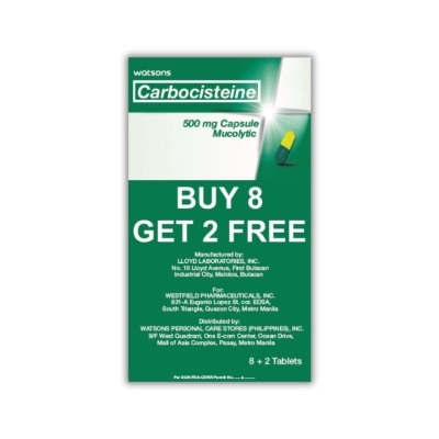 WATSONS WATSONS Carbocisteine 500mg 8 + 2 Capsules