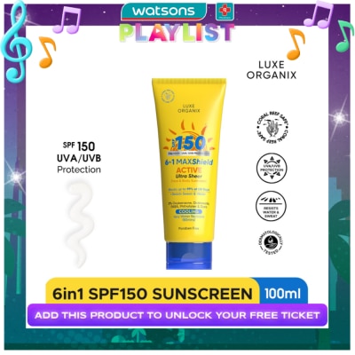 LUXE ORGANIX LUXE ORGANIX 6 in 1 Maxshield Active Ultra Sheer Face and Body Sunscreen 100ml