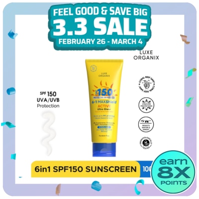 LUXE ORGANIX LUXE ORGANIX 6 in 1 Maxshield Active Ultra Sheer Face and Body Sunscreen 100ml